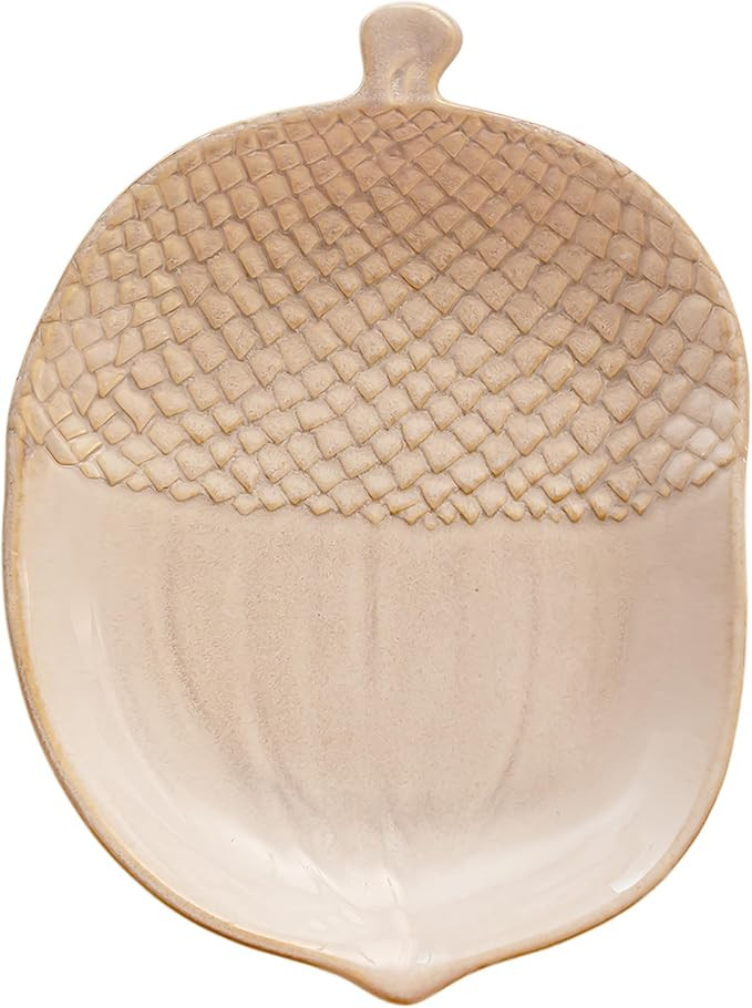 Boston International Acorn-Shaped Stoneware Plate Thanksgiving Serving Dish, 11.25" x 8", Cream | Amazon (US)