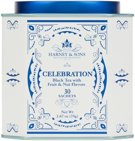 Harney & Sons Celebration, Black Tea with Apricot, Hazelnut, and Cinnamon Flavor, 30 Count | Amazon (US)