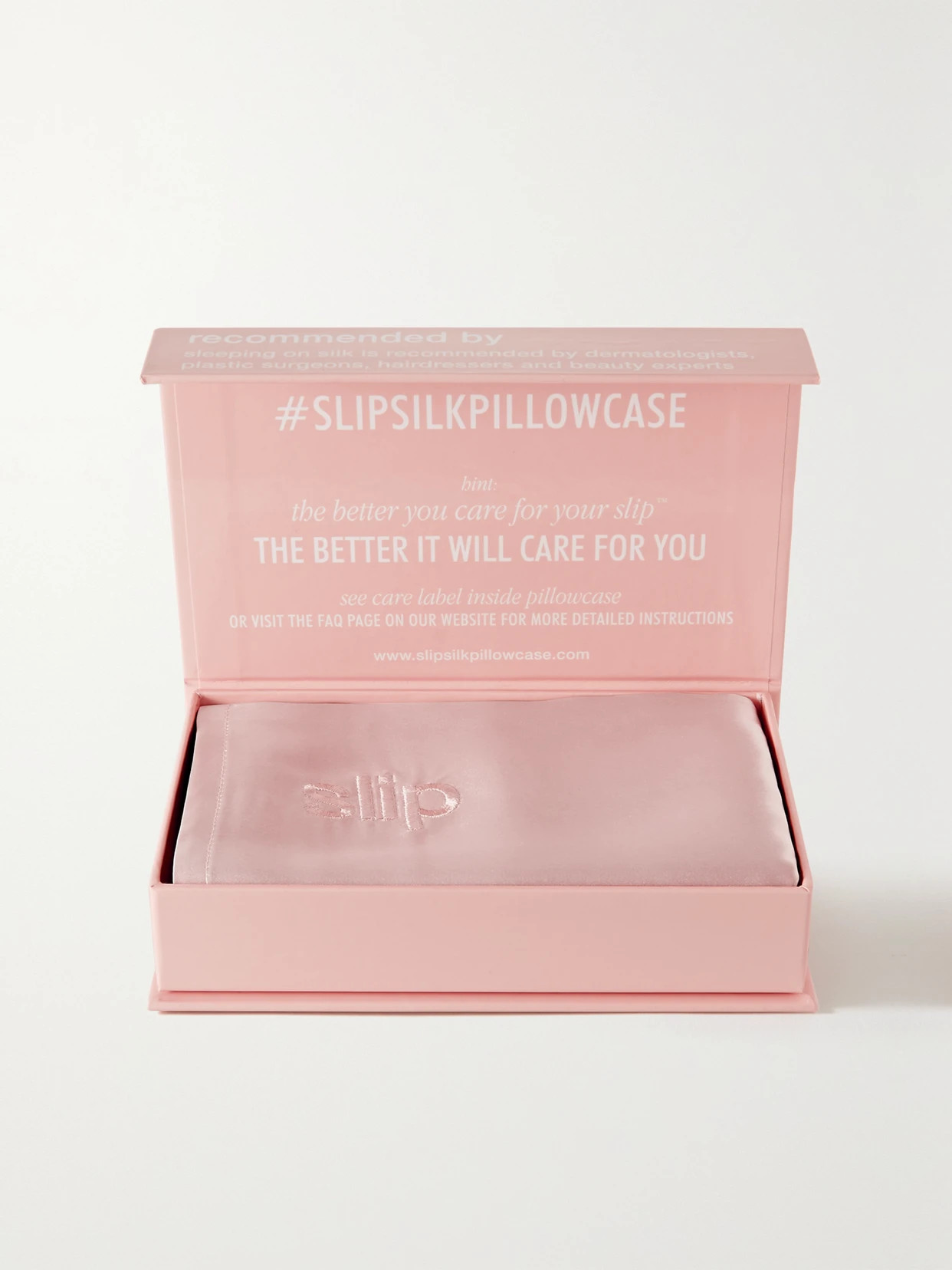 Slip - Embroidered Silk Queen Pillowcase - Pink | NET-A-PORTER (US)