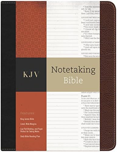 KJV Notetaking Bible, Black/Brown Bonded Leather Hardcover, Black Letter, Wide Margins, Journalin... | Amazon (US)
