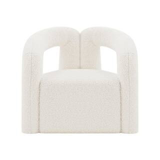 Manhattan Comfort Darian Cream Modern Boucle Fabric Upholstered Accent Chair AC061-CR - The Home ... | The Home Depot