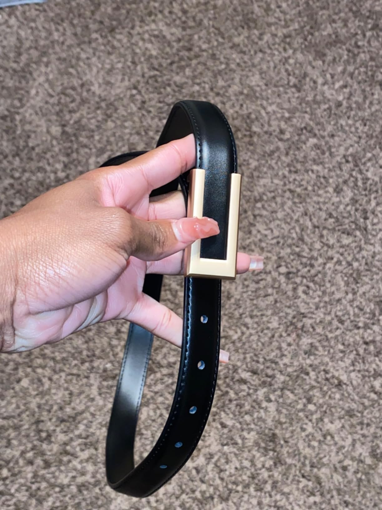 Yuangu Womens Belts for Jeans, Womens Leather Belt with Gold Buckle, Skinny Belts for Pants Dress... | Amazon (US)