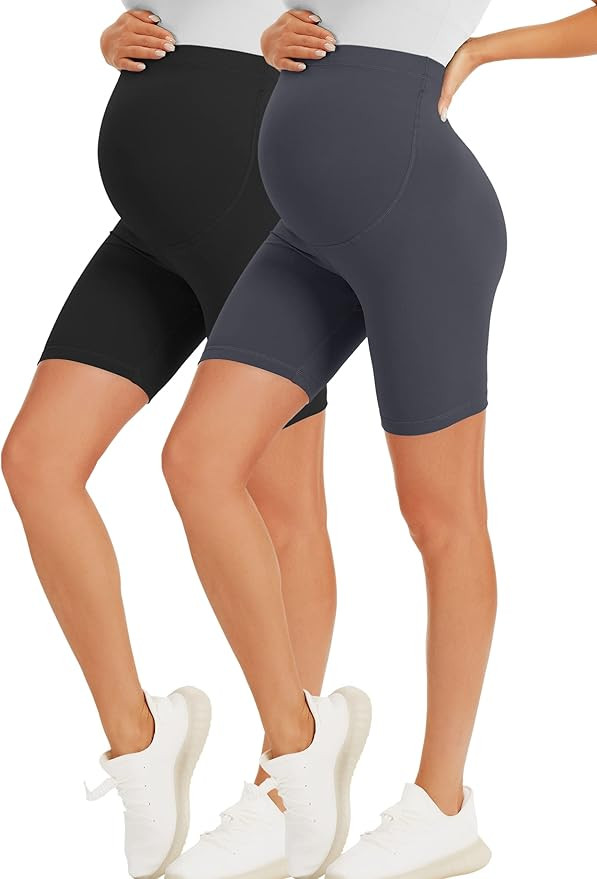 BONVIGOR Maternity Shorts Over The Belly Pregnancy Biker Shorts Workout Yoga Active Athletic Preg... | Amazon (US)