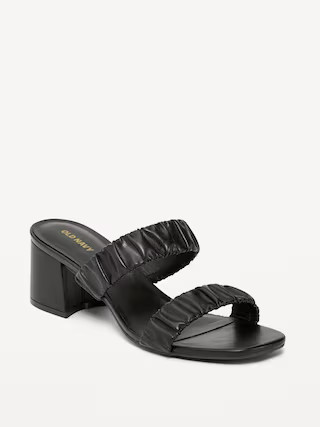 Faux-Leather Strappy Block-Heel Mule Sandals for Women | Old Navy (US)