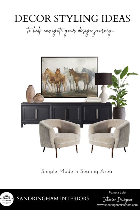 Simple Modern Seating Area

Media cabinet
Wild horse painting
Modern Accent chairs
Table lamp


#LTKFind #LTKhome