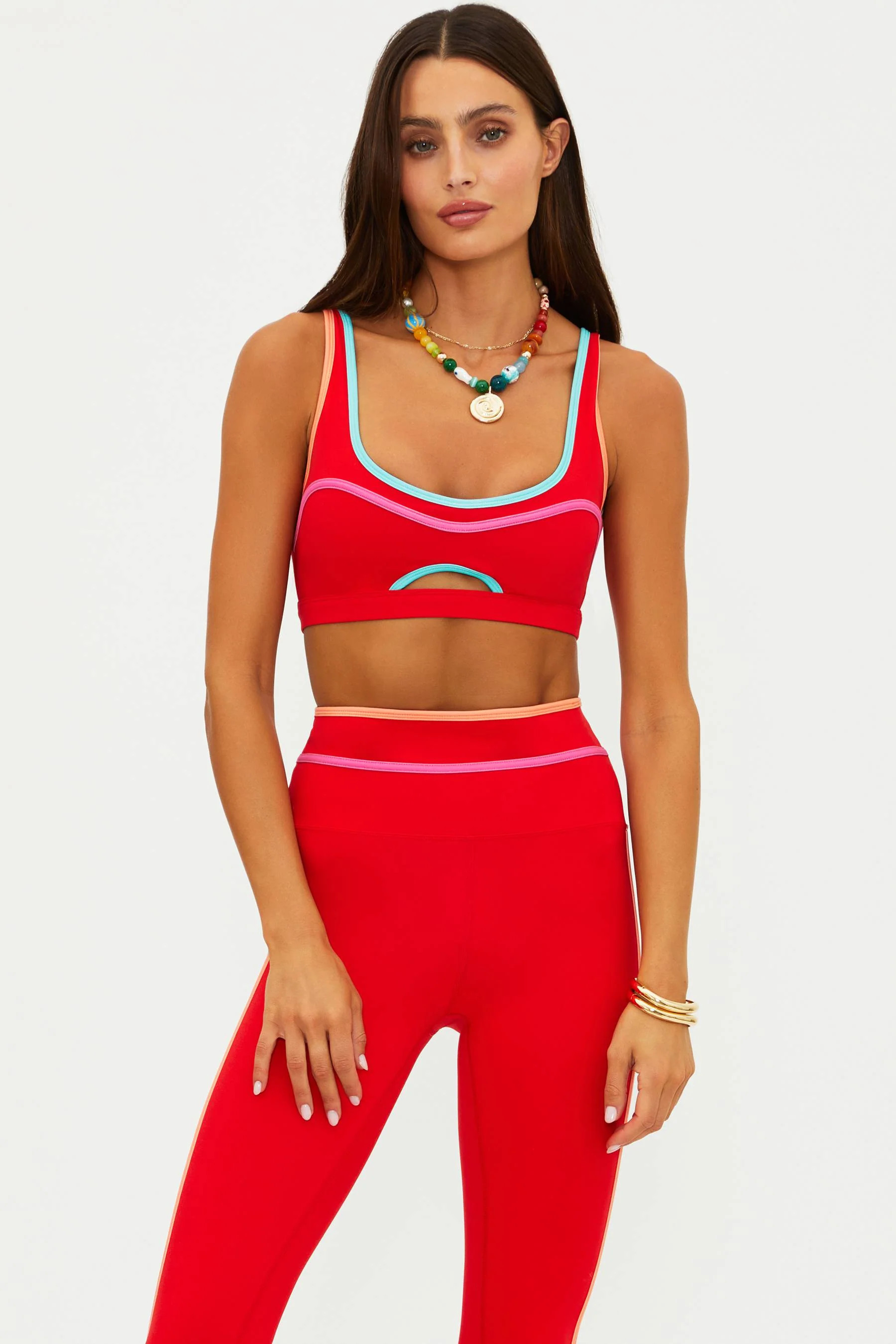 Moxie Top Strawberry Smoothie Matte | Coral Colorblock Sports Bra | Beach Riot | Beach Riot