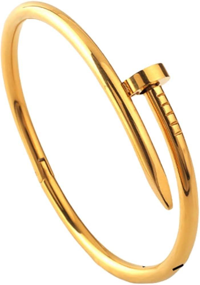 Minimalist and Trendy Men's and Women's Fashionable Versatile Nail Temperament Titanium Steel Gol... | Amazon (US)