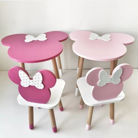 Minnie Mouse Activity Table For Kids, Montessori table and chair, Kids Room Decor | Etsy (US)