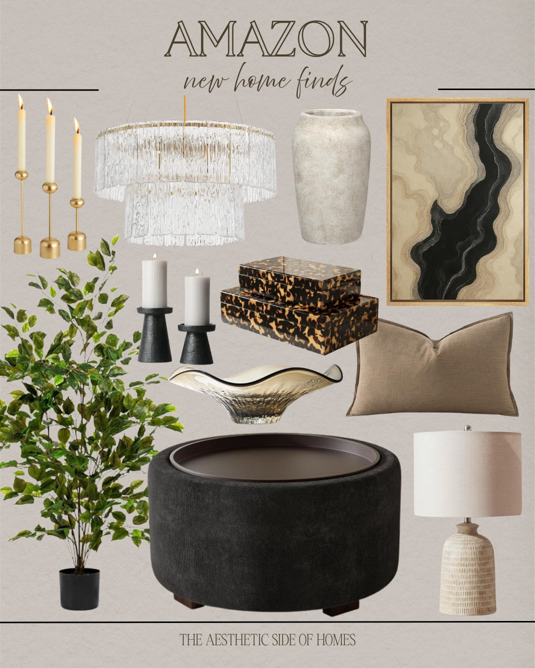 New home finds include wall art, vase, chandelier, candle holder, throw pillow, decorative boxes, decorative bowls, ottoman, table lamp, and faux tree.

Home decor, looks for less, Amazon finds, neutral home decor

#LTKHome #LTKSeasonal #LTKSaleAlert
