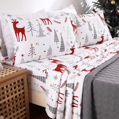 Cotton Flannel Christmas Bed Sheets Queen Size, 4 Piece Comfy Winter Holiday Bed Sheet Set, Ultra Soft & Cozy, 16-Inch Deep Pocket, Easy to Fit | Target