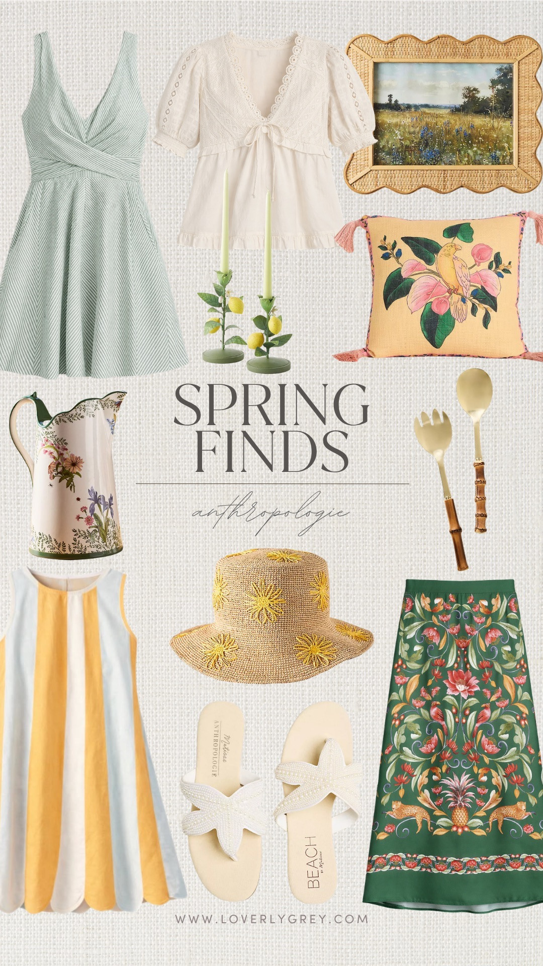 Anthropologie never disappoints! These spring finds are so good! I love a good butter yellow paired with a sage/deep green. Definitely some things worth picking up for your next vacation and home refresh!

Loverly grey, anthropologie finds, favorite spring summer wardrobe staples, spring home refresh, versatile sandals, resort wear for women, farm rio 

 #LTKSeasonal #LTKHome #LTKTravel