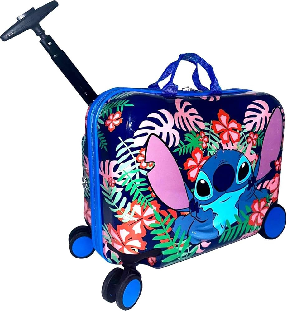Fast Forward Ride-On 18" Suitcase For Kids/Tow-Along Toddler Carry-On Luggage With Wheels (Stitch... | Amazon (US)