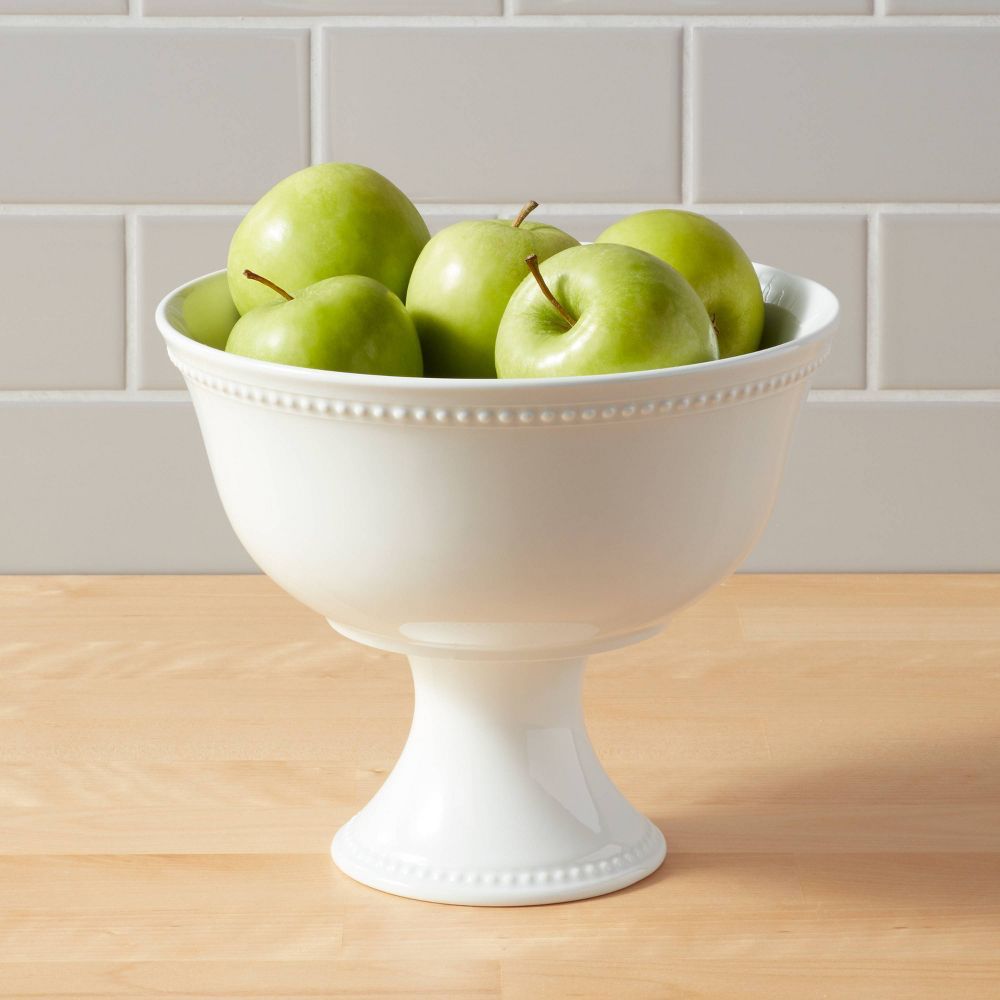 80oz Porcelain Beaded Footed Serving Bowl White  - Threshold™ | Target