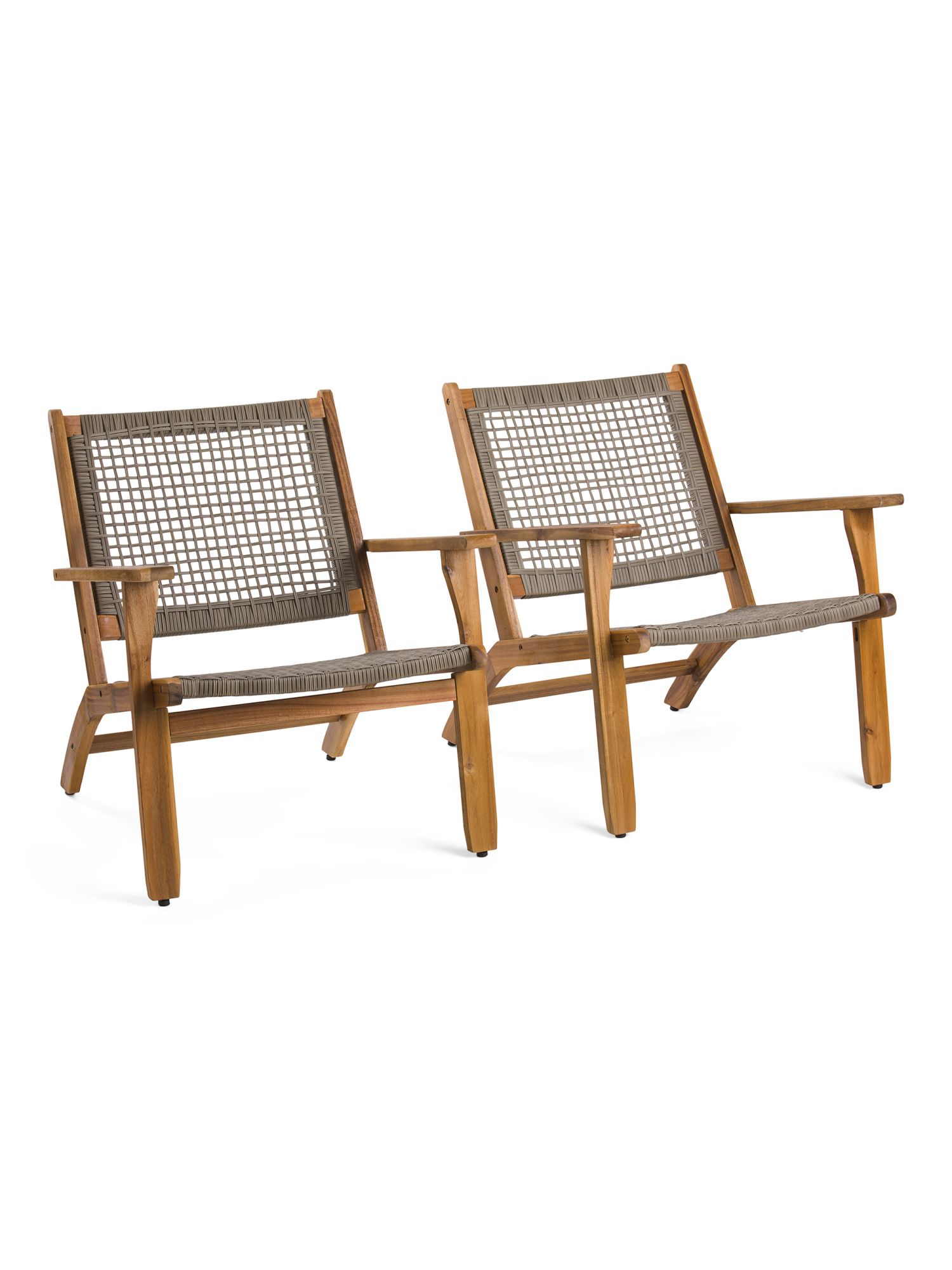 Set Of 2 Outdoor Acacia Wood Woven Accent Chairs | The Global Decor Shop | Marshalls | Marshalls