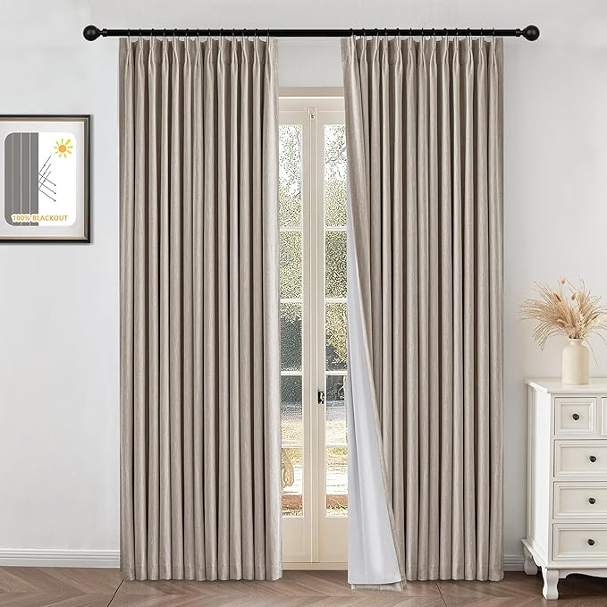 MYSKY HOME Taupe Blackout Curtains 96 inches Long Pinch Pleated Curtains for Living Room Bedroom ... | Amazon (US)