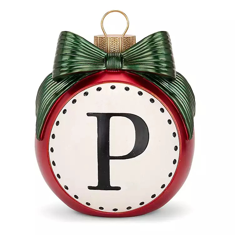 New! Red & Green Monogram P Christmas Ornament Statue | Kirklands