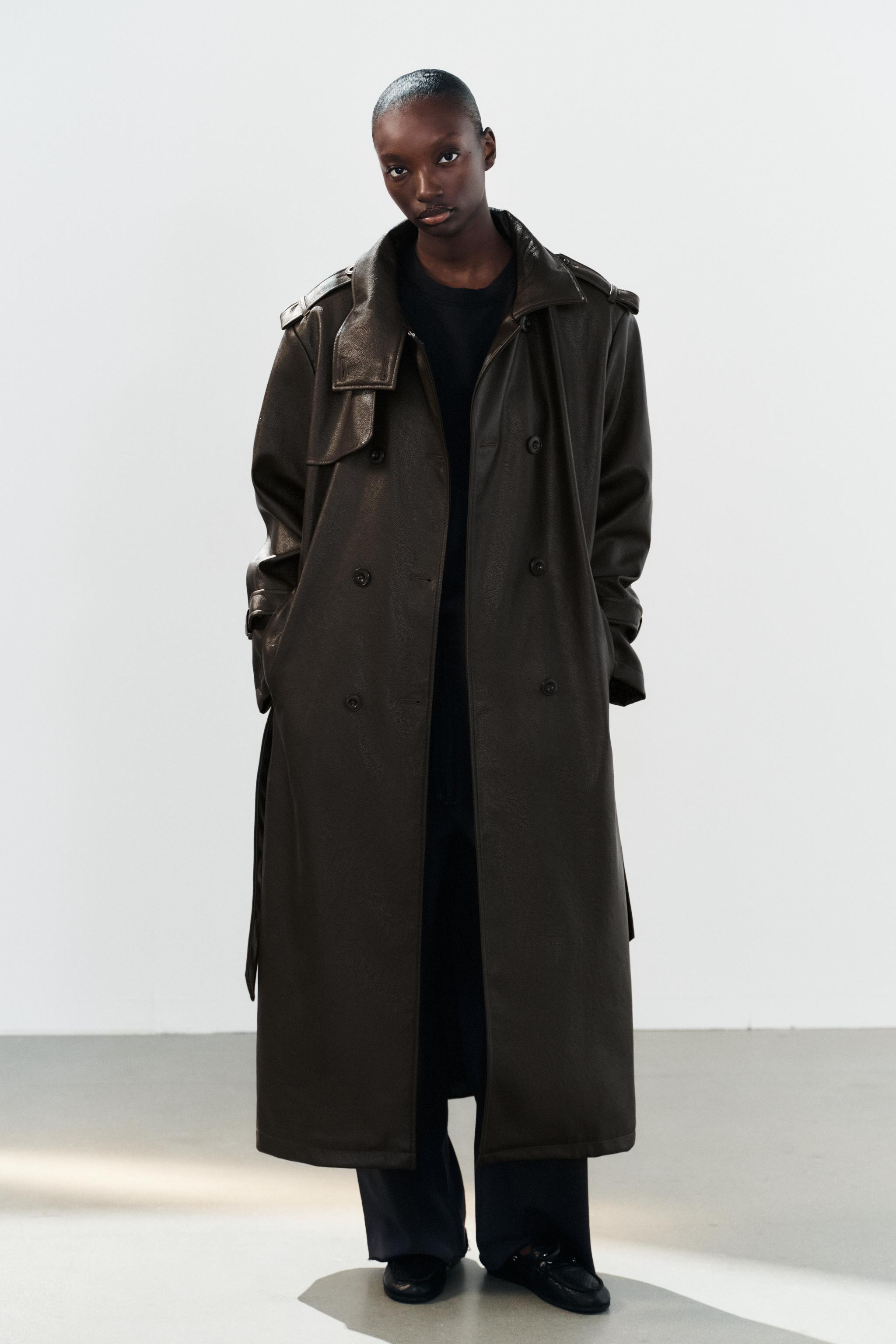FAUX LEATHER LONG TRENCH COAT | Zara US