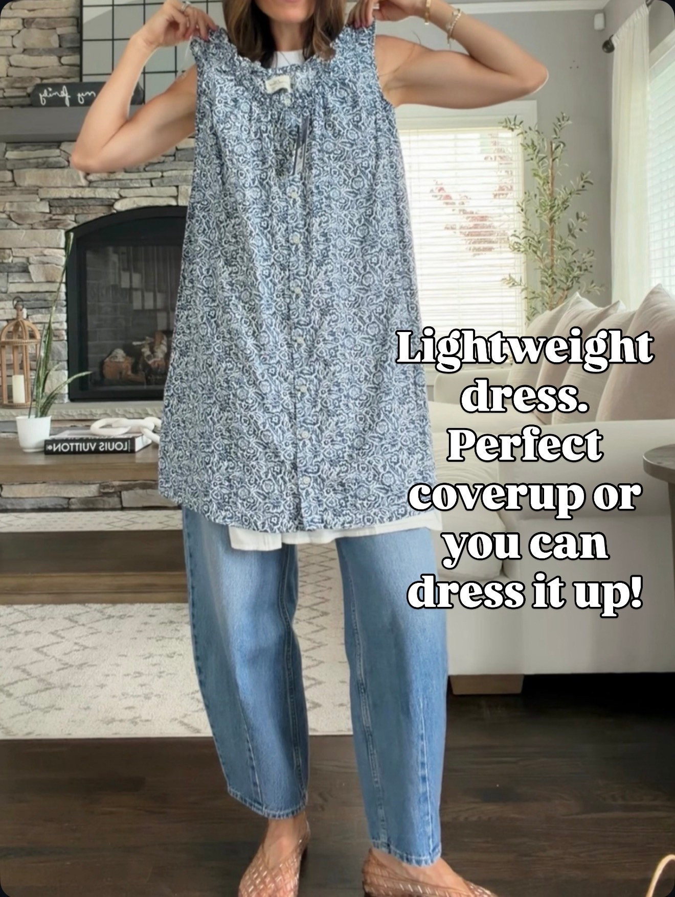 This lightweight dress is perfect as a swimsuit cover-up or dressed up with sandals for dinner. Such a versatile find! 💙 wearing size xs

#LTKSeasonal #LTKOver40 #LTKootd