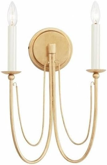 Maxim Plumette 2 Light Candle Style Wall Sconce with Gold Leaf Finish | Amazon (US)