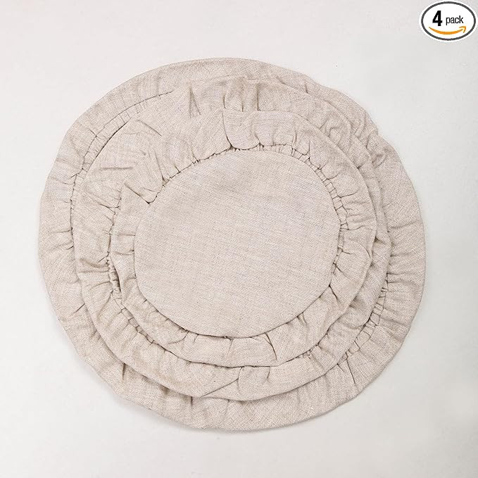 100% Linen Bowl Covers Reusable For Bread Proofing, 4 Pcs Elastic Cloth Fabric Bowl Covers, 5.9 *... | Amazon (US)