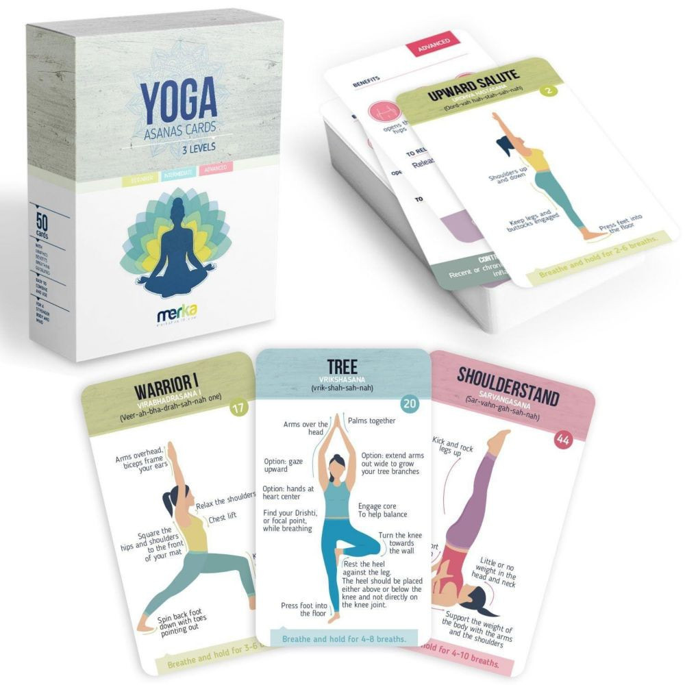 Yoga Cards Workout Cards Yoga Poses Poster Yoga Stuff Set of 50 Flash Cards Positions and Exercises Made | Oriental Trading Company