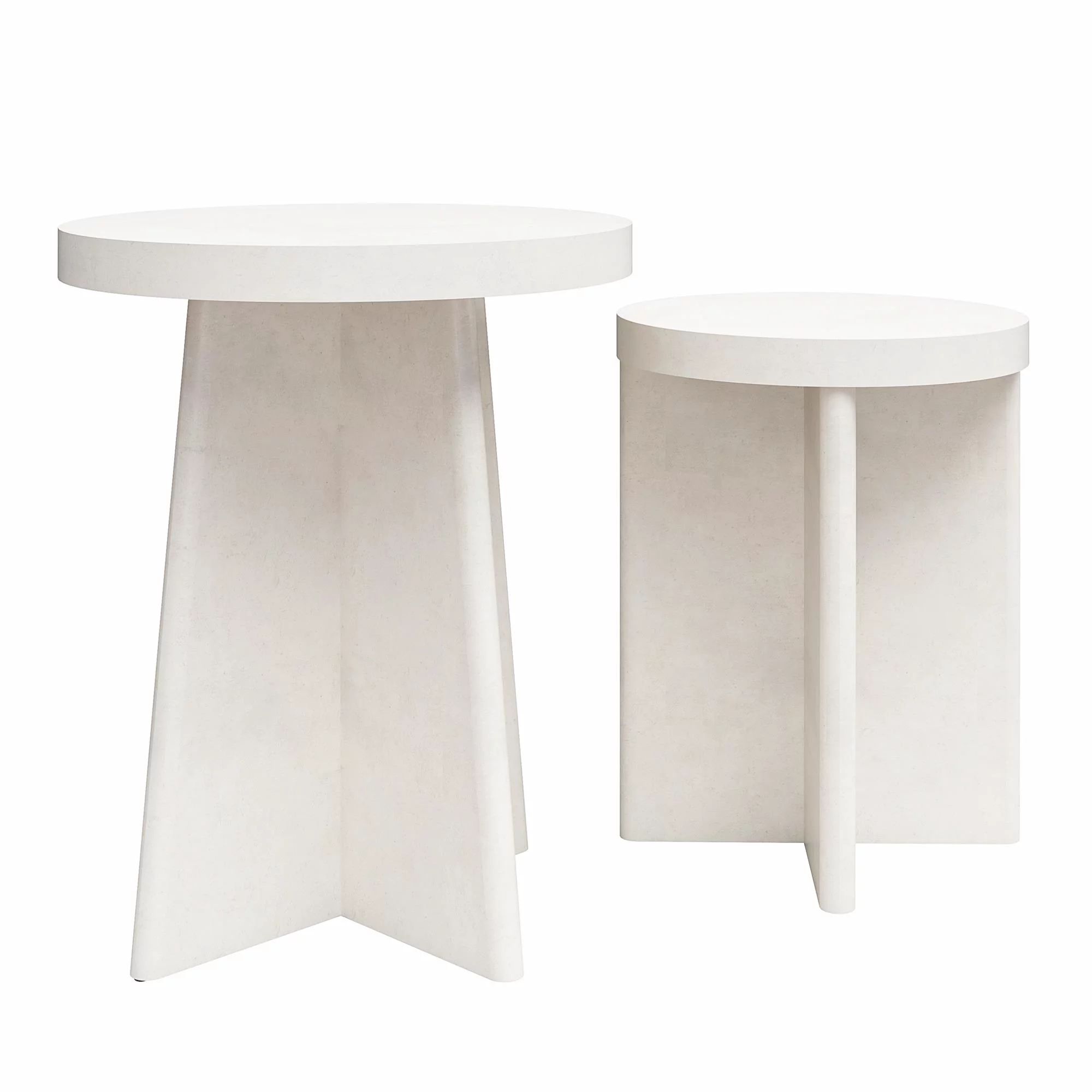 Queer Eye Liam Round End Tables, Set of 2, Plaster - Walmart.com | Walmart (US)