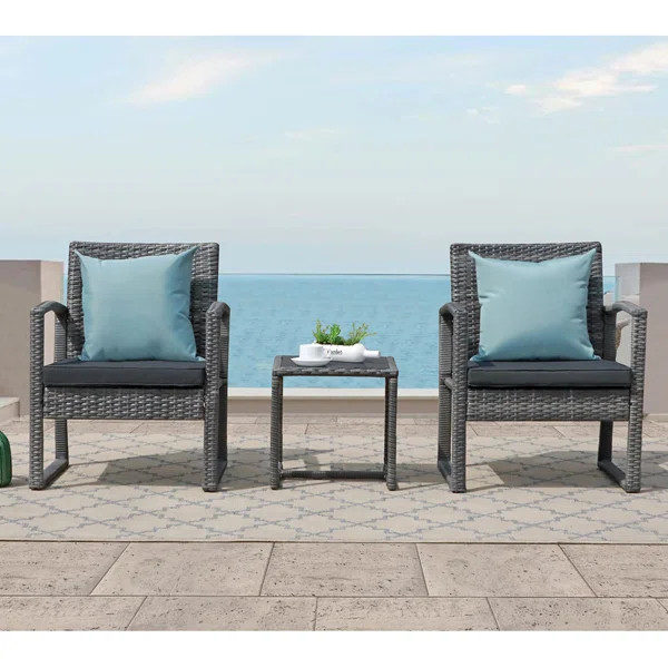 Ables Square 2 - Person 15.8" Long Bistro Set with Cushions | Wayfair North America