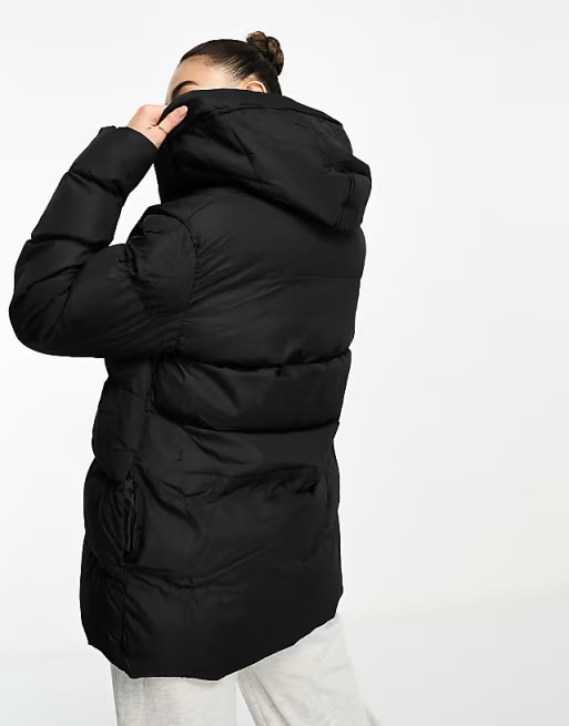 Threadbare Hayley mid length puffer jacket in black | ASOS (Global)