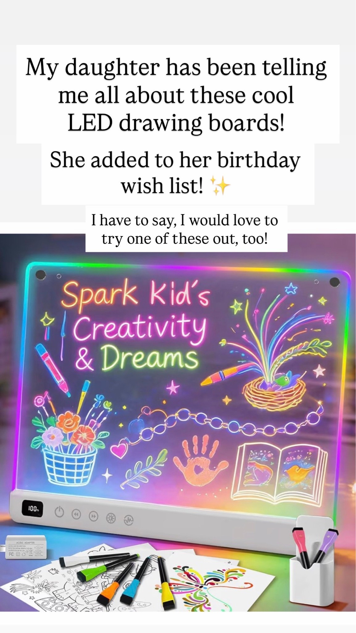 This LED drawing board is so cool! My daughter told me about this and she loves it!

#LTKKids