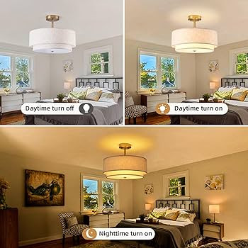 16" Semi Flush Mount Ceiling Light Fixture,Modern Close to Ceiling Light, Drum Ceiling Mount Ligh... | Amazon (US)