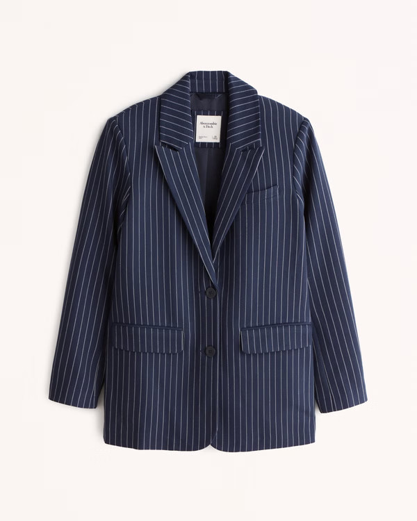 Single-Breasted Boyfriend Blazer | Abercrombie & Fitch (US)