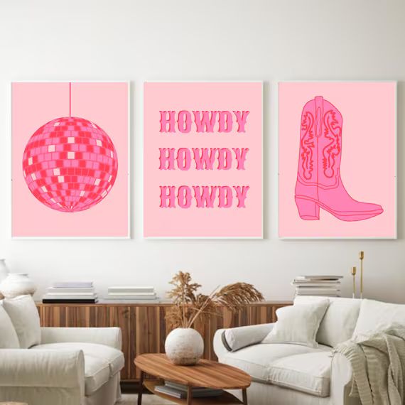 Pink Western Wall Art Set Photo Collage Kit Printable - Etsy | Etsy (US)