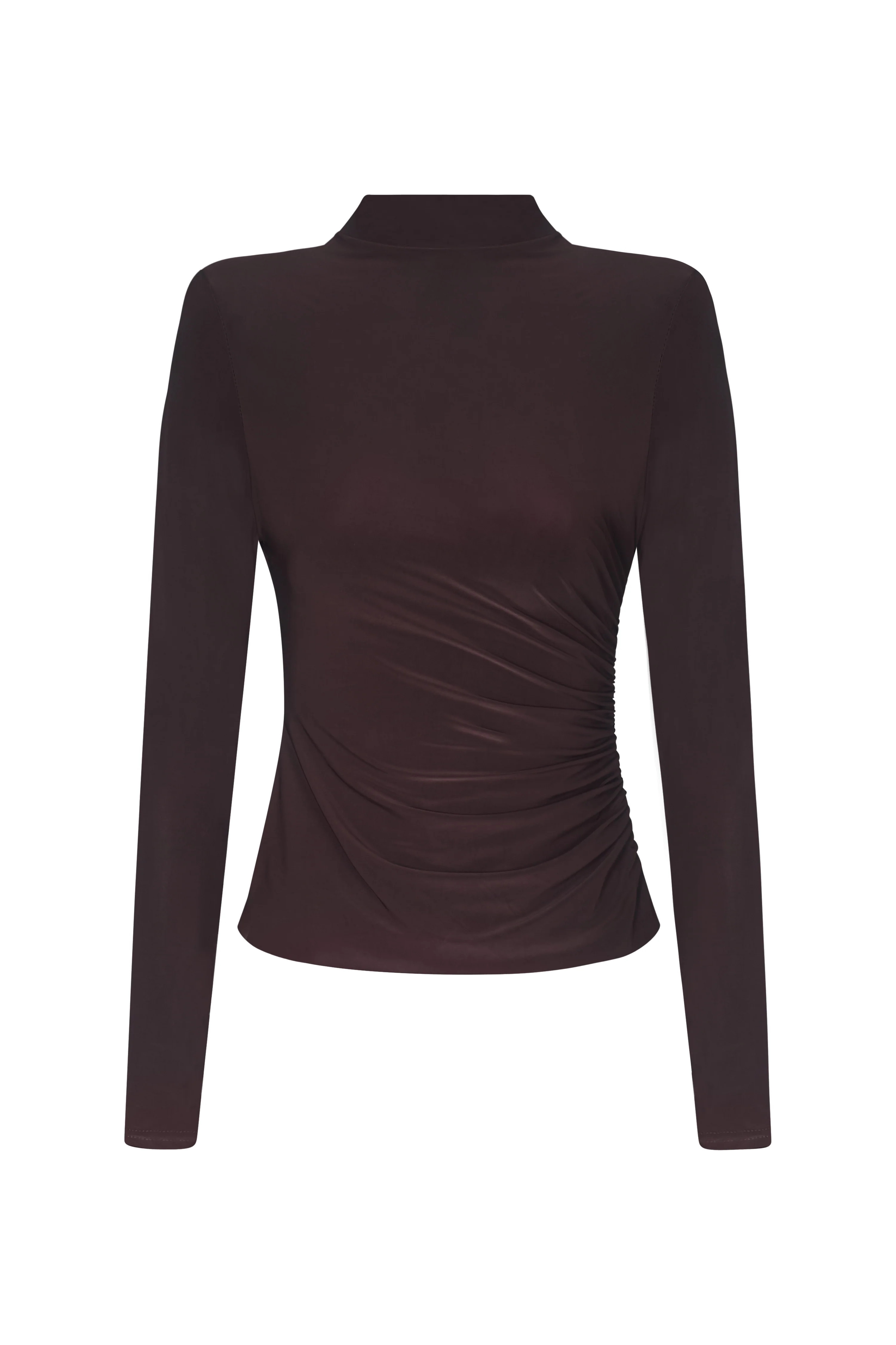 ELLE Brown Stretch Shoulder Pad Top | Noughts and Kisses