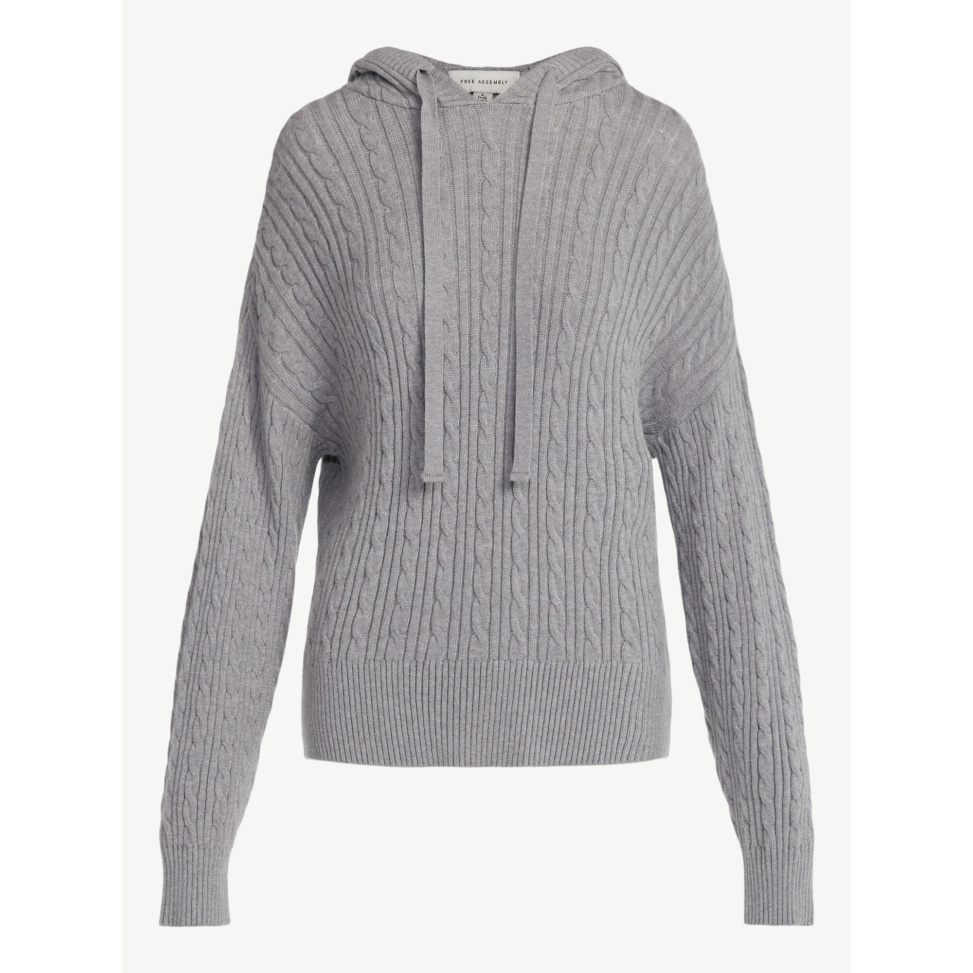 Free Assembly Women's Cozy Yarn Cable Knit Hoodie Sweater, Midweight, Size XS-XXL | Walmart (US)