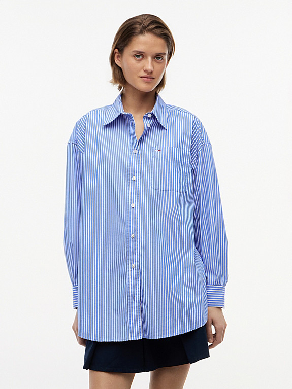 Oversized Fit Poplin Shirt | Blue | Tommy Hilfiger | Tommy Hilfiger UK