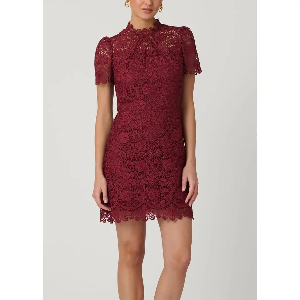 Shoshanna Ella Cortland Lace Dress in Burgundy at Nordstrom, Size 10 | Nordstrom