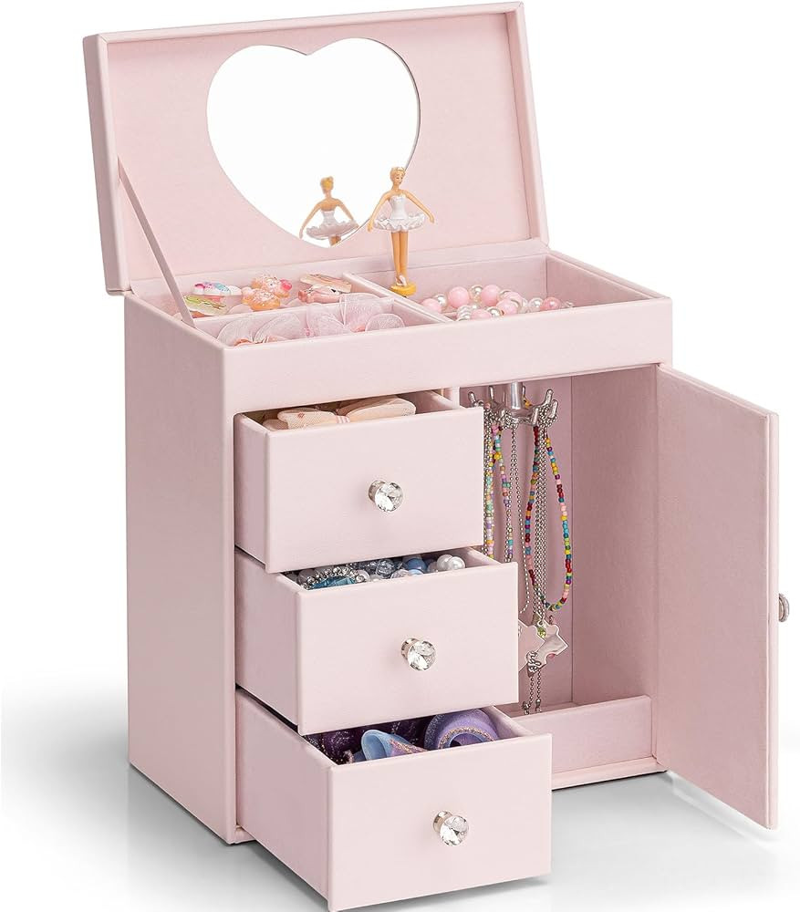 Vlando Musical Jewelry Box for Girls, Large Kid Music Box with Ballerina for Birthday Bedroom Dec... | Amazon (US)