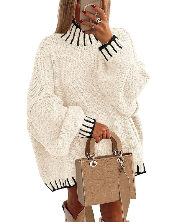 PRETTYGARDEN Women's Winter Oversized Pullover Sweaters Long Sleeve Mock Neck Chunky Knit Slouchy... | Amazon (US)