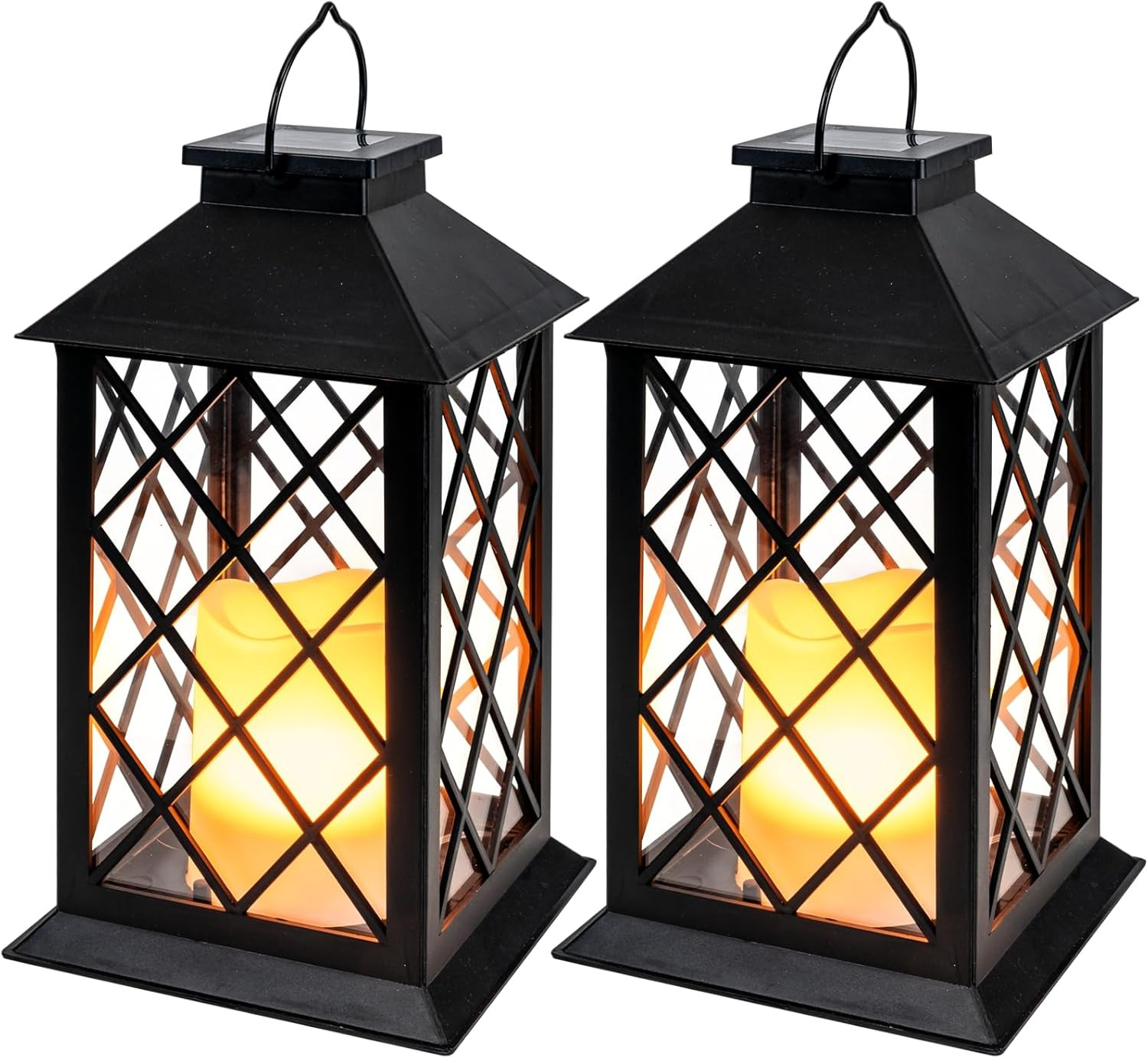 Homemory Solar Lanterns Outdoor Waterproof Hanging with Flickering Flameless Candles, 2 Pack 13''... | Amazon (US)