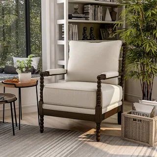 Furniture of America Digg Beige Fabric Accent Chair | Bed Bath & Beyond