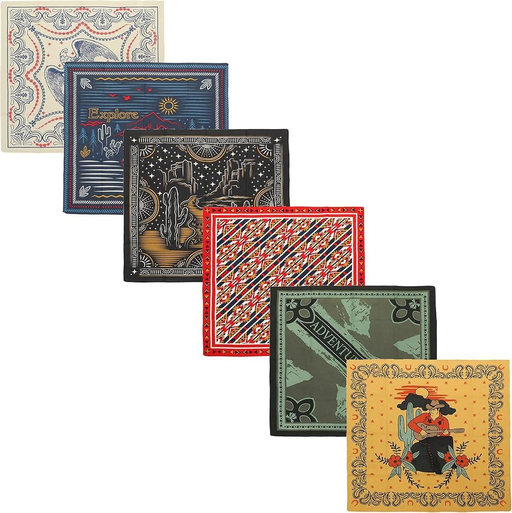 Bioworld Lightweight Multicolored 22"x22" (6-Pack, 12-Pack and 48-Pack) Bandana Set | Amazon (US)