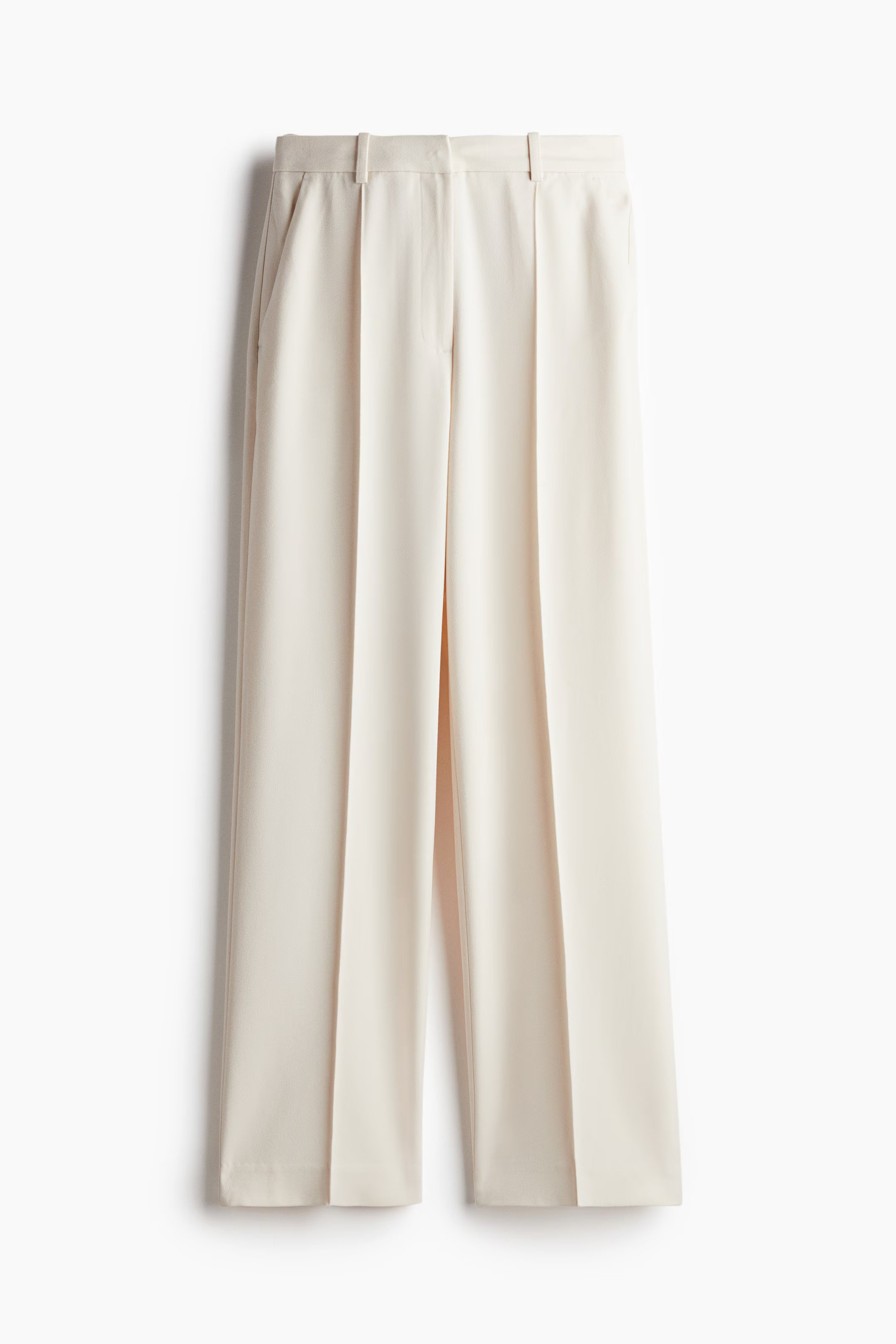 Hose mit Bügelfalten - Hoher Bund - Lang - Cremefarben - Ladies | H&M AT | H&M (DE, AT, CH, NL, FI)