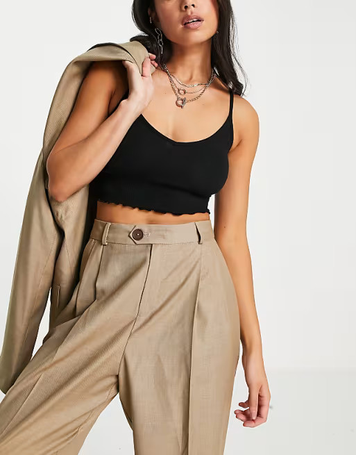 COLLUSION Unisex balloon leg pleated trousers in camel | ASOS (Global)