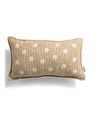 14x24 Straw Daisy Embroidered Outdoor Pillow | TJ Maxx