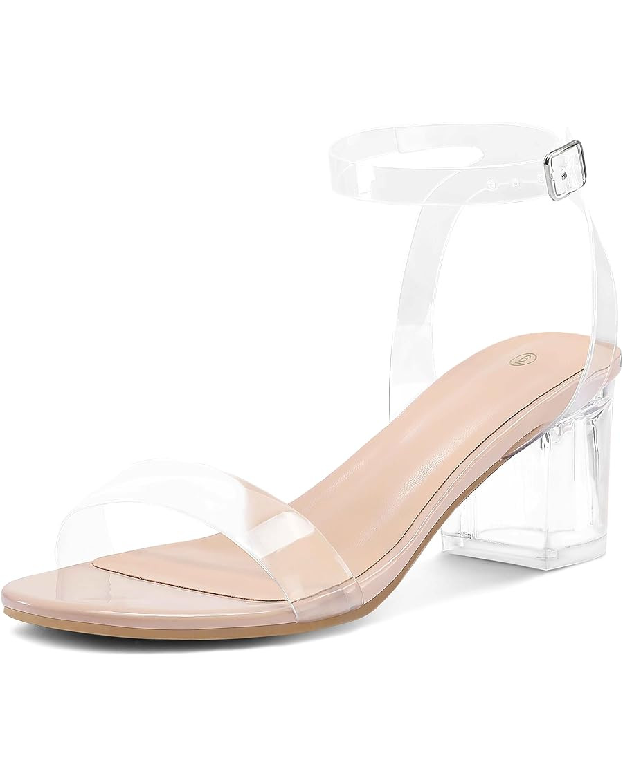 mysoft Women's Chunky Low Heels Open Toe Block Heeled Dress Ankle Strap Pump Wedding Sandals | Amazon (US)