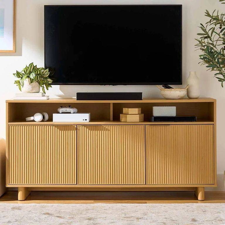 Better Homes & Gardens Lillian Fluted TV Stand for TVs up to 70", Natural Pine Finish - Walmart.c... | Walmart (US)