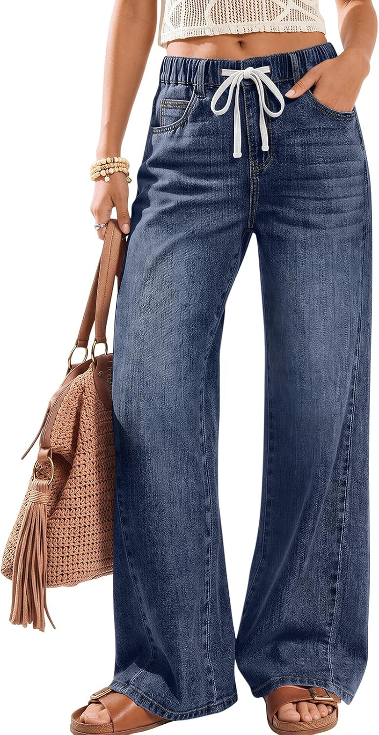 Trendy Queen Women's Wide Leg Jeans High Waisted Baggy Denim Pants | Amazon (US)