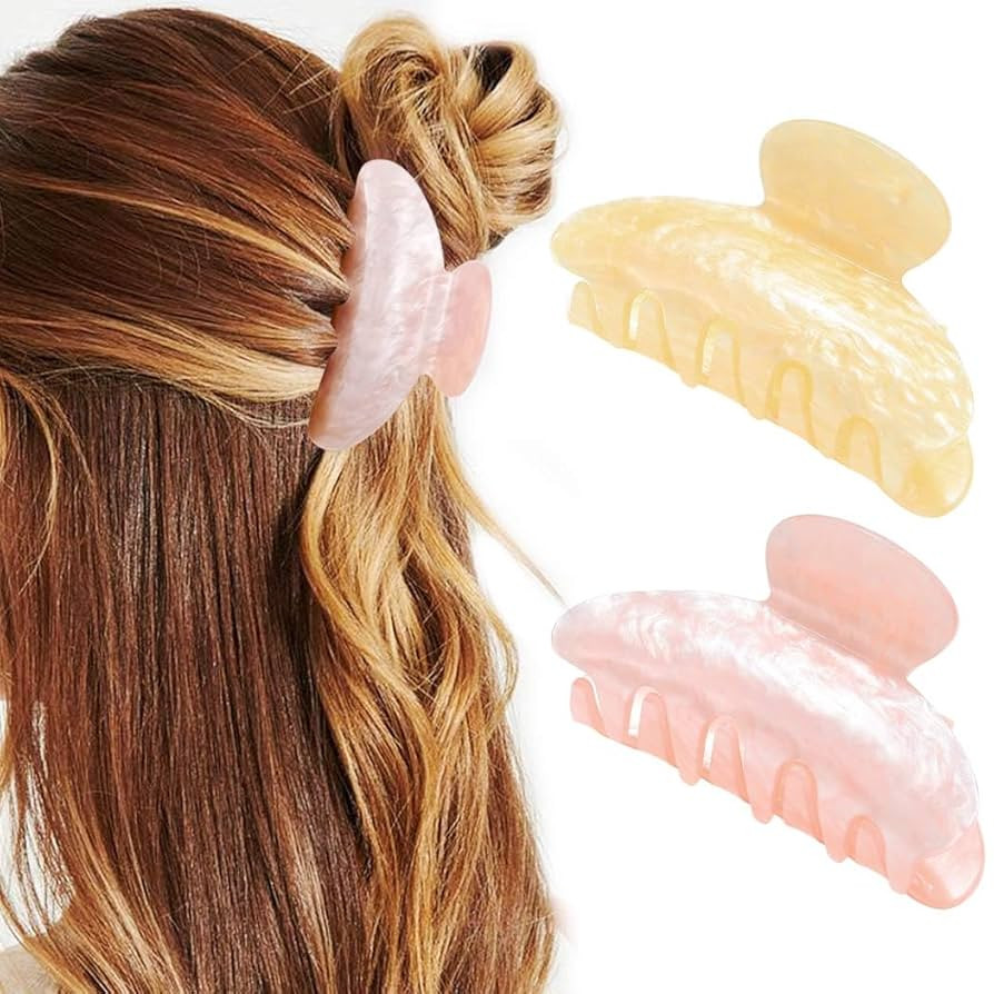 CAKURE Acrylic Claw Clips Pink Hair Clips Cute Hair Claw Barrettes Medium Nonslip Hair Claw Hair ... | Amazon (US)