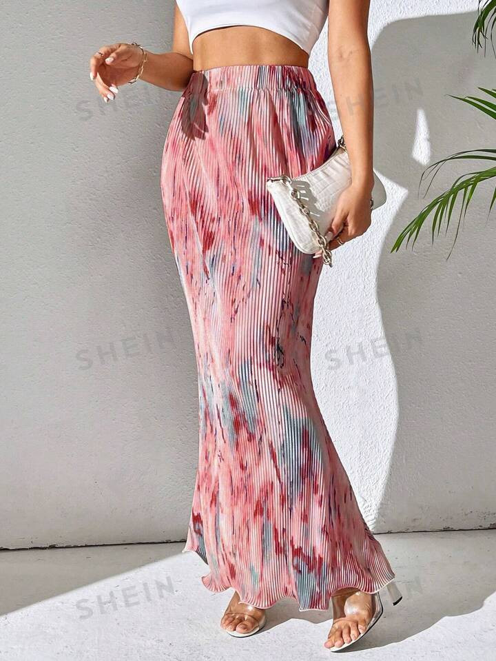 SHEIN Privé Women's Random Printed Simple Everyday Long Skirt (Random Print) | SHEIN