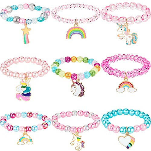 Hicarer 9 Pcs Unicorn Girls Bracelets for Toddler Girls Rainbow Bracelets Princess Colorful Cute ... | Amazon (US)